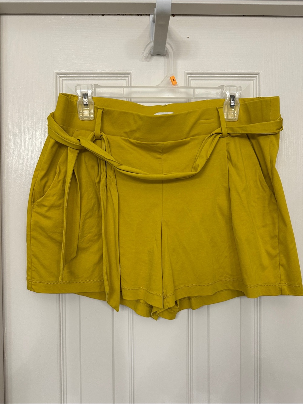 LOFT High-Waist Mustard Tie-Belt Shorts